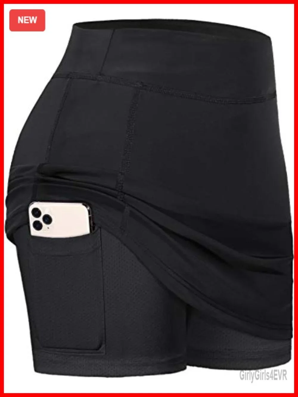 Women's Athletic Skorts with Built-in Shorts, Side Pocket, High Waist, Workout